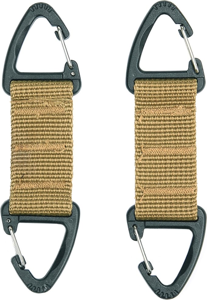 101inc Double carabiner hook 2-pack coyote