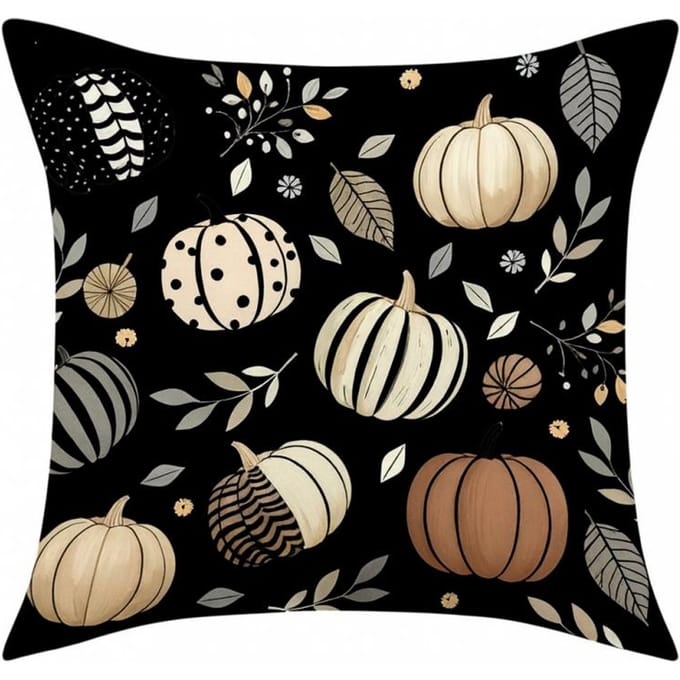 ECARLA Sierkussenhoes 45x45cm Boho Pompoen Herfst Print