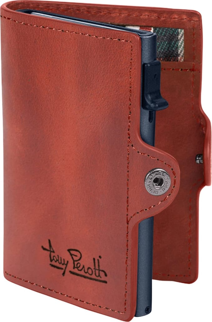 Tony Perotti Furbo Arno Pull-up leren Pasjeshouder RFID met papiergeldvak - Rood