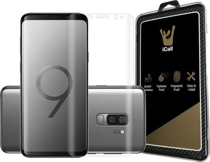 Screenprotector geschikt voor Samsung Galaxy S9 Plus - Glas PET Folie Screen Protector Transparant 0.2mm 9H