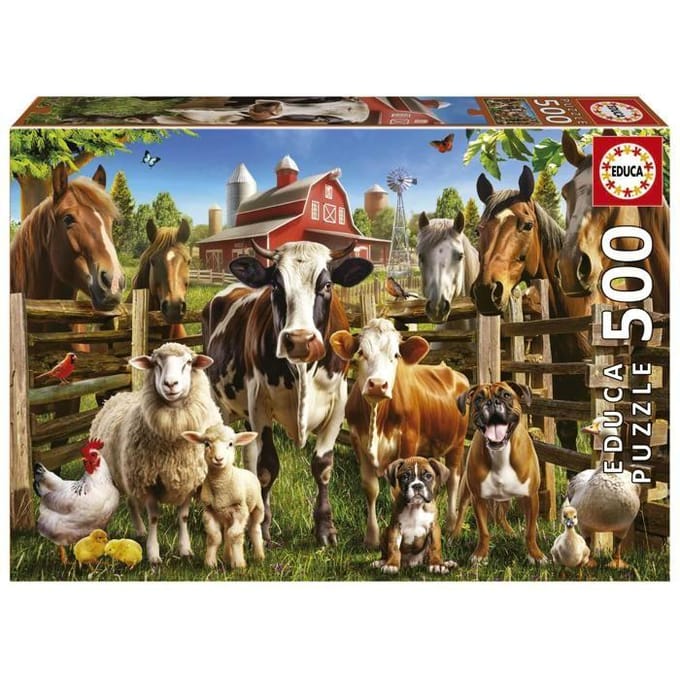 Educa - puzzel - 500 stukjes - De slimmerikken van de boerderij - Legpuzzel