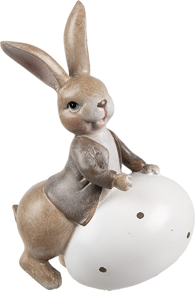 Clayre & Eef Decoratie Beeld Konijn 17 cm Beige Kunststof