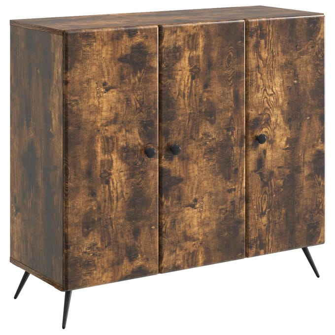 vidaXL - Dressoir - Gerookt - eiken - 89 - x - 34,5 - x - 80 - cm - Bewerkt - hout