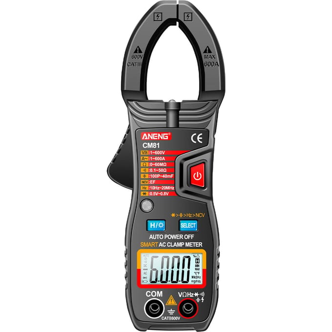 ANENG CM81 Smart AC Stroomtang Klemtype Multimeter 6000 Telt Auto Range Voltmeter 600A Ampèremeter zwart