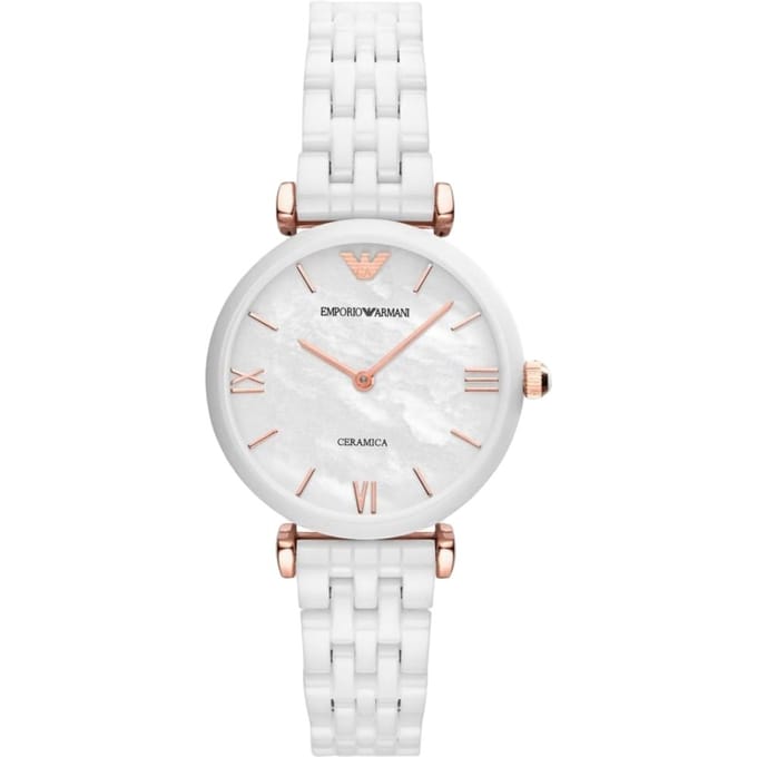 Emporio Armani AR1486 Keramisch Dameshorloge 32mm wit