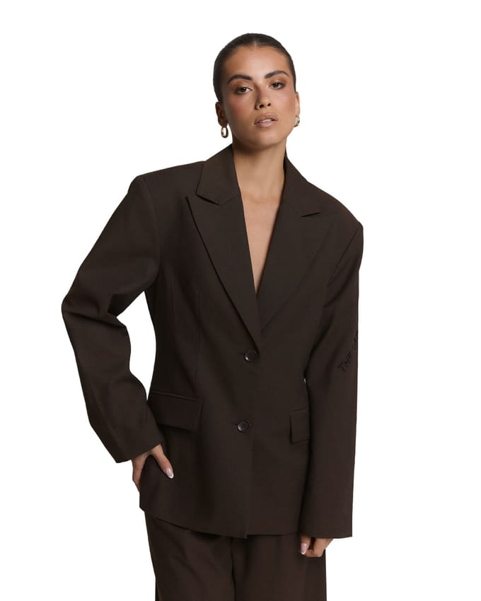Alix The Label Ladies Woven Fitted Blazer Blazers Dames - Bruin - Maat L