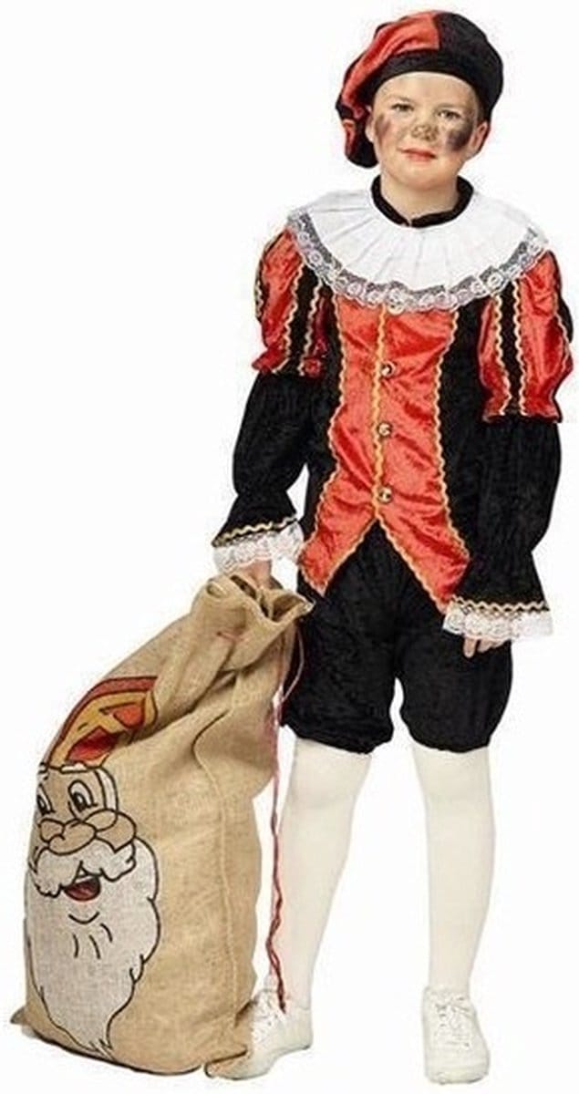 Pieten pak kids rood/zwart 152