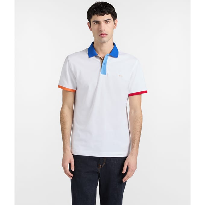 polo met hals en contrasterende randen man wit