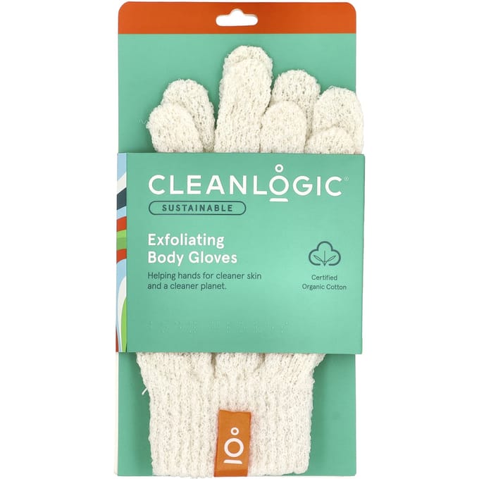 CleanLogic, gants de corps exfoliants durables, 1 paire blue