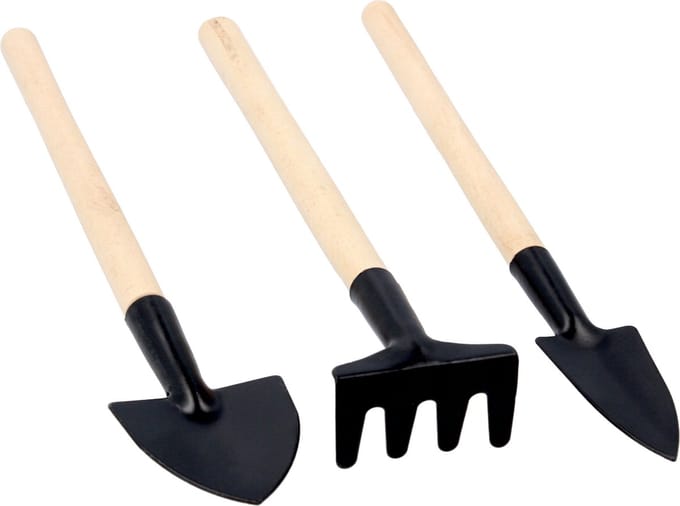 Set kleine tuingereedschap troffel, transplanter, hark