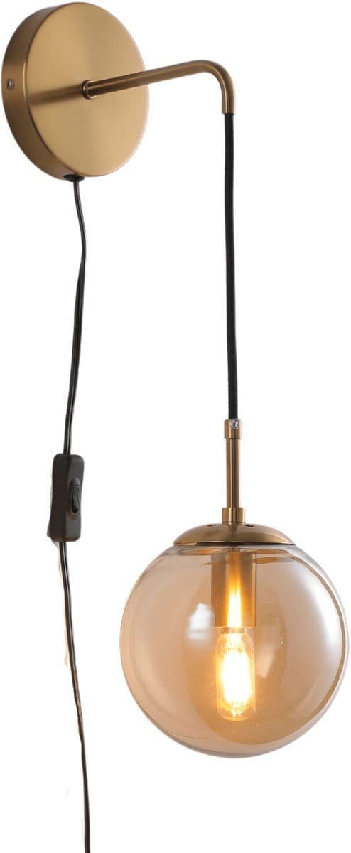 Kosilum - Robyn - Wandlamp - Amber en goud - Metaal en glas