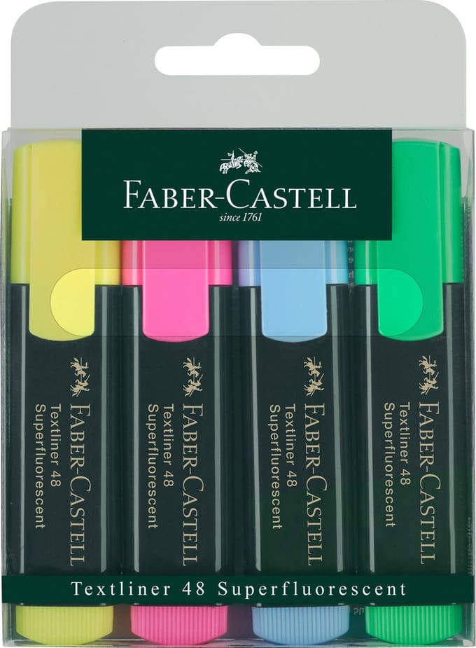 Faber-Castell tekstmarkers - 4 stuks - markeerstift - FC-154804