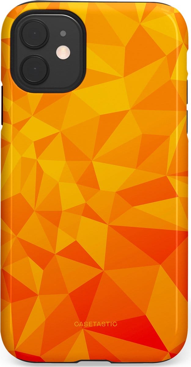 Casetastic hoesje geschikt voor Apple iPhone 11 - Dubbellaagse bescherming - Citrus Polygoon - Fashion Case - Oranje Okergeel