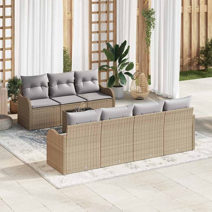 vidaXL - Tuinbank - Set - Beige - 55 - x - 55 - x - 37 - cm - poly - rattan