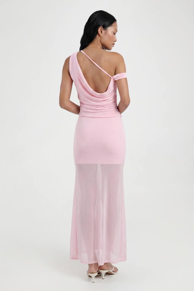 boohoo Dames Gestructureerde Maxi Rok Met Strikdetail | Pink | Maat: 8