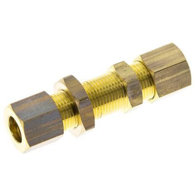 8mm Messing Rechte Knelfitting Doorvoer 135 Bar DIN EN 1254-2