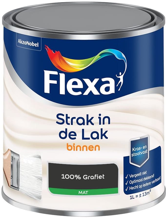 Flexa - Strak In De Lak Binnenlak Mat - 100% Grafiet - Mengverf - 1 L