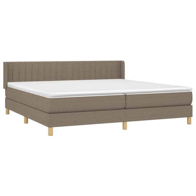 vidaXL - Boxspring - met - matras - stof - taupe - 200x200 - cm