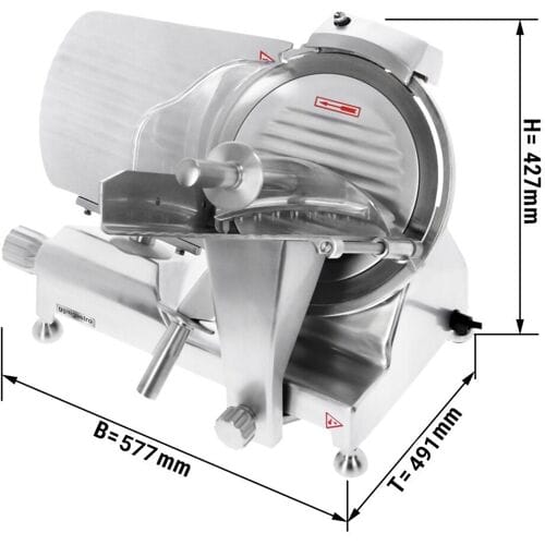 GGM Gastro Vleessnijmachine Professioneel - schuin model - 250W - Mes Ø300mm zilver