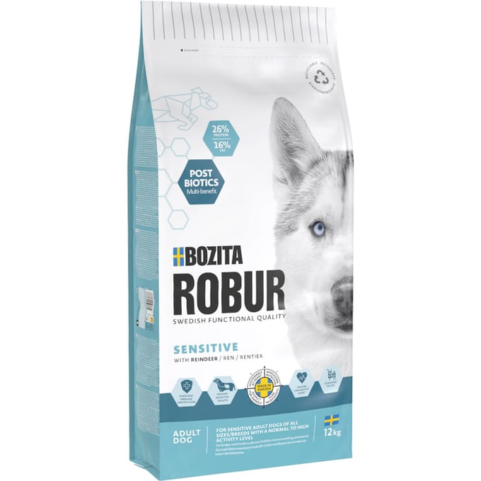 Bozita Robur Sensitive graanvrij rendier - Dubbelpak: 2 x 12 kg