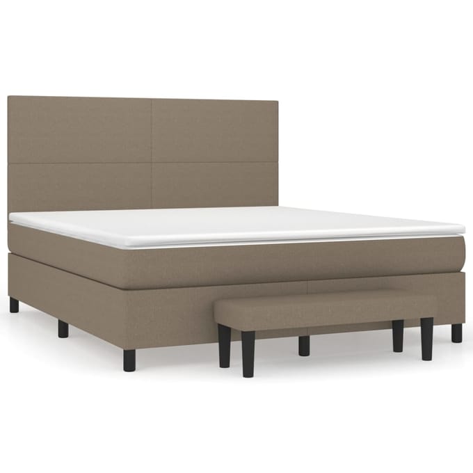 vidaXL - Boxspring - met - matras - stof - taupe - 160x200 - cm