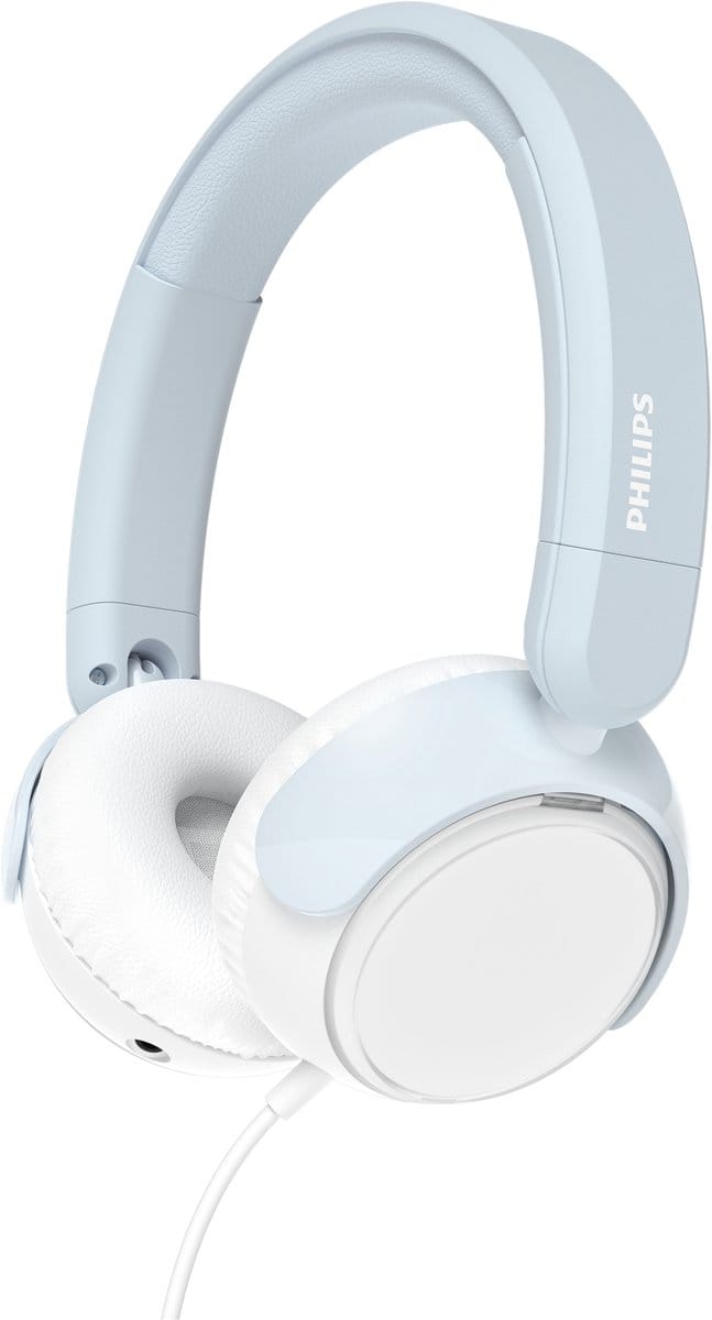 PHILIPS TAK2000BL/00 - Kinderkoptelefoon - 85 dB Veilig Luisteren - Audio Share - Ingebouwde Microfoon - Opvouwbaar - USB-C Adapter Inclusief - Licht Blauw / Wit
