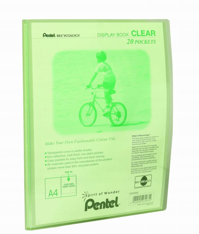 Pentel Clear Presentatiekaart A4, 20 Hoesjes, Lichtgroen (DCF242-C)