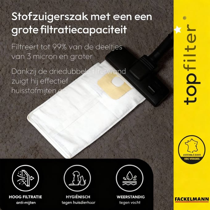 Set van 4 stofzuigerzakken voor Moulinex TopFilter Premium