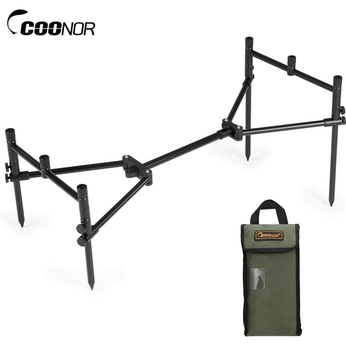 Afneembare hengelstandaard Buzz Bar Pole Rest Head Opvouwbare intrekbare hengelhouder met zwart