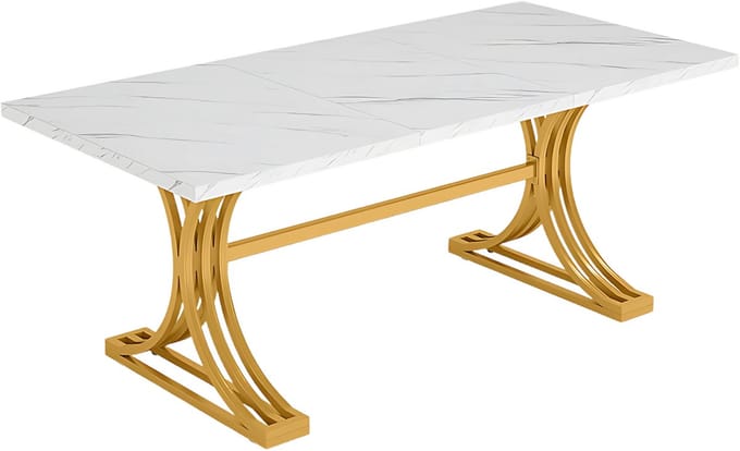 Bureau Aravon - Modern 180cm - Computerbureau Marmerlook - Voor Thuis of Werk
