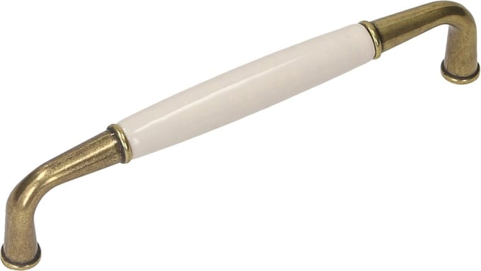Gamet - Meubelgreep - Zwart Antiek - Porselein Wit - 128mm