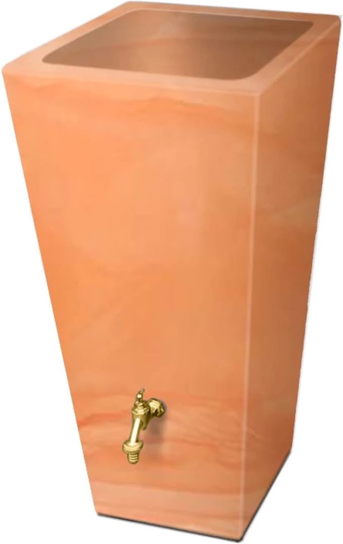 Regenton manhattan gewassen terracotta 200L incl. messing kraantje...