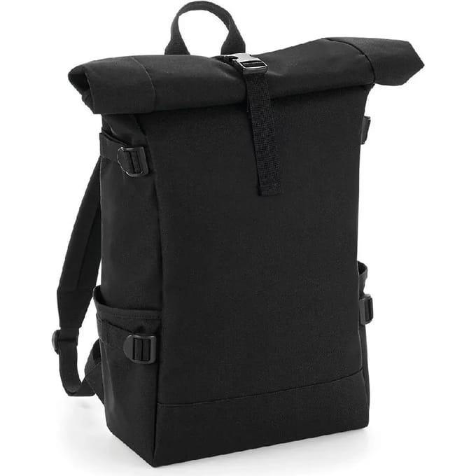 BagBase Block Roll-Top Backpack BG858 - Black/Black - 28 x 48 x 15 cm
