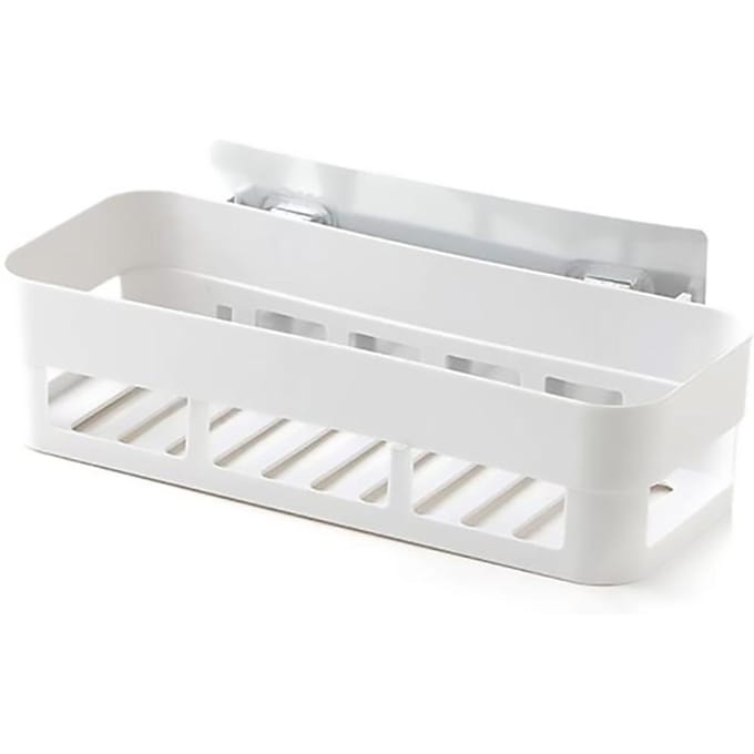 Plastic Wandgemonteerde Zelfklevende Douchemand Opbergplank Organizer voor Thuis Badkamer (Wit) wit