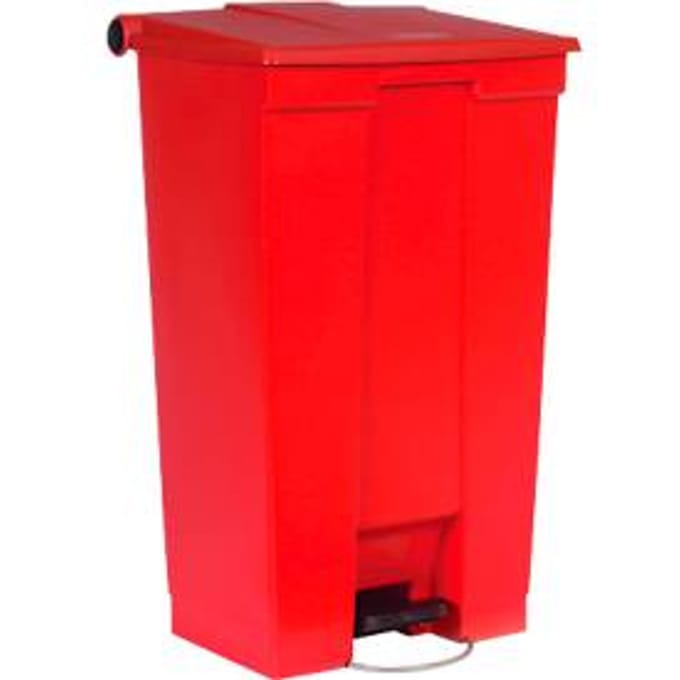 Rubbermaid Legacy Step-On pedaalafvalbak, prikbestendig, met dekseldemper, L 419 x B 501 x H 828 mm, 87 l, polyetheen, rood