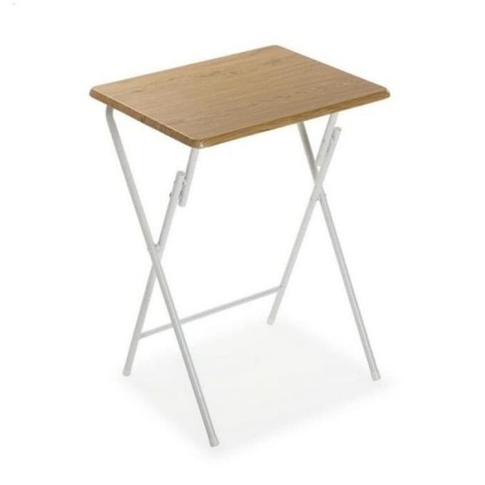Table Pliable - VERSA - Marron Glacé - Métal - Bois MDF - 37,5 x 65,5 x 47,5 cm