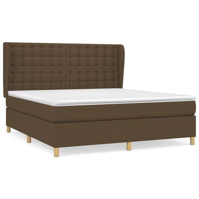 vidaXL - Boxspring - met - matras - stof - donkerbruin - 160x200 - cm