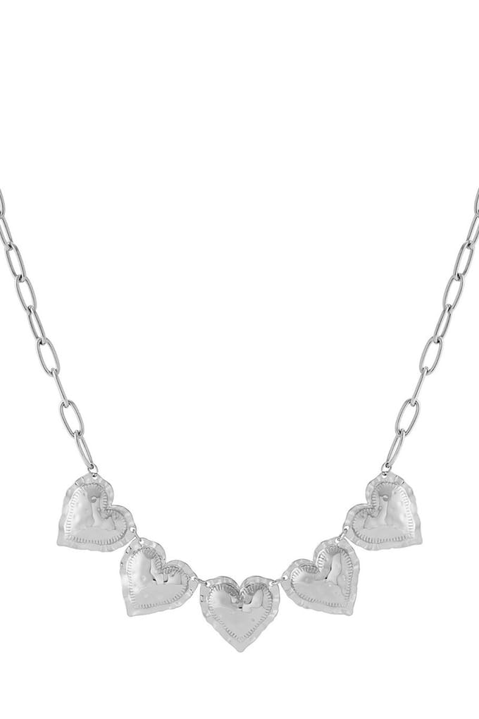 Yehwang- ketting 5 Hearts - Zilver - 41 cm