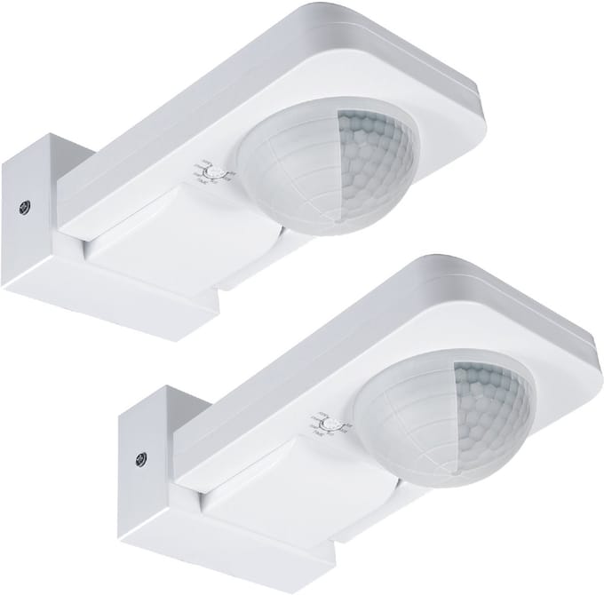Maclean PIR bewegingsmelder, infrarood, IP65, max 2000W, Wit, 2 stuks