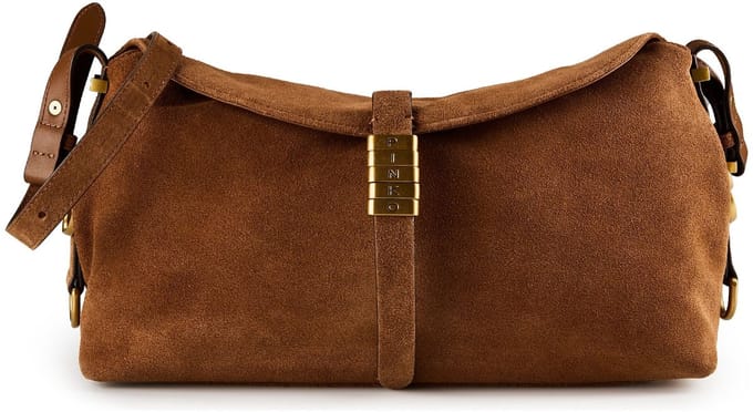 PINKO Saddle Horizontal Schoudertas Leder 34 cm - Dames - marrone