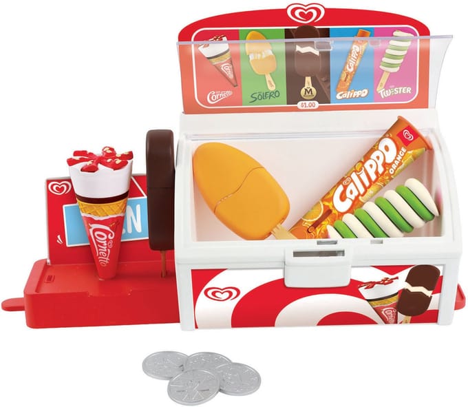 Casdon Ola Speelijs Vriezer | Speelset met 5 IJsjes | Met Calippo, Twister, Magnum, Cornetto en Solero