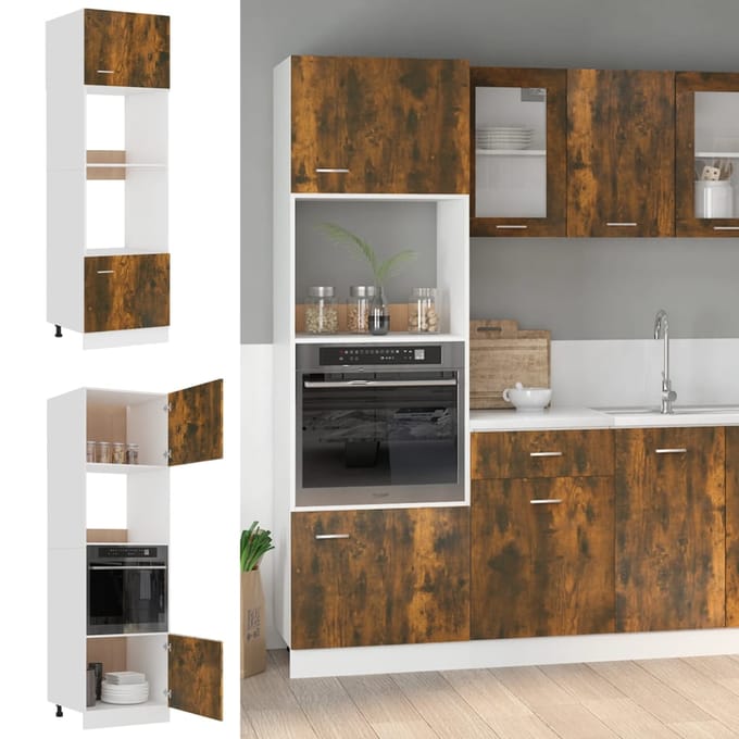 vidaXL - Magnetronkast - Lyon - 60x57x207 - cm - bewerkt - hout - gerookt - eiken