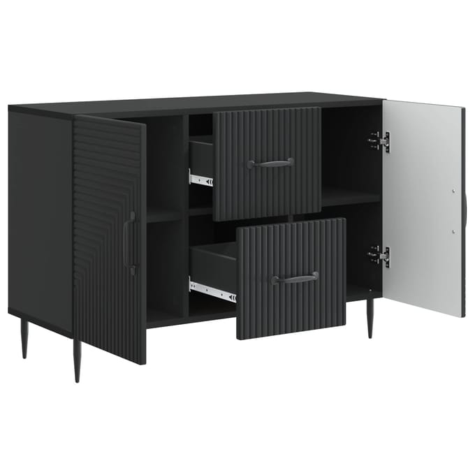 vidaXL - Dressoir - met - lade - Zwart - 89 - x - 34,5 - x - 60 - cm - Bewerkt - hout