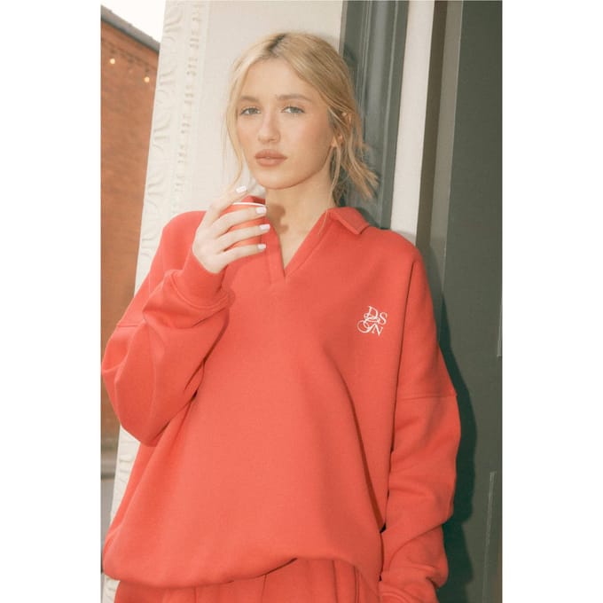 Dames Dsgn Studio Sweatshirt Met Kraag | Red | Maat: Small