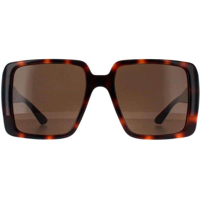 Gucci Vierkant Dames Donker Havana met Goud Donkerbruin GG1692S