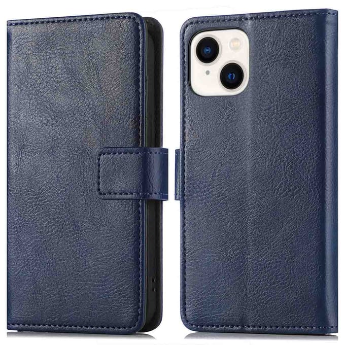 imoshion Hoesje - Geschikt voor Apple iPhone 14 / 13 - Luxe Bookcase - Donkerblauw