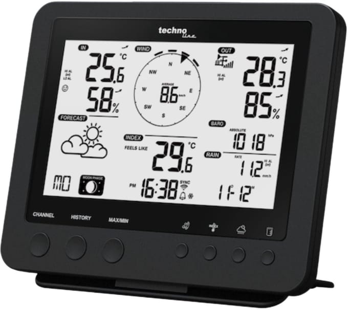 Technoline weerstation - WS 1900 - 168x136x25mm - zwart - met 5-in-1 buitensensor 100m - TL-WS1900