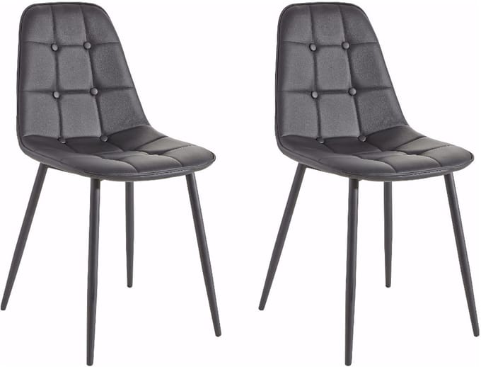 Luna-Eetkamerstoel - Set van 2 - Zwart PU