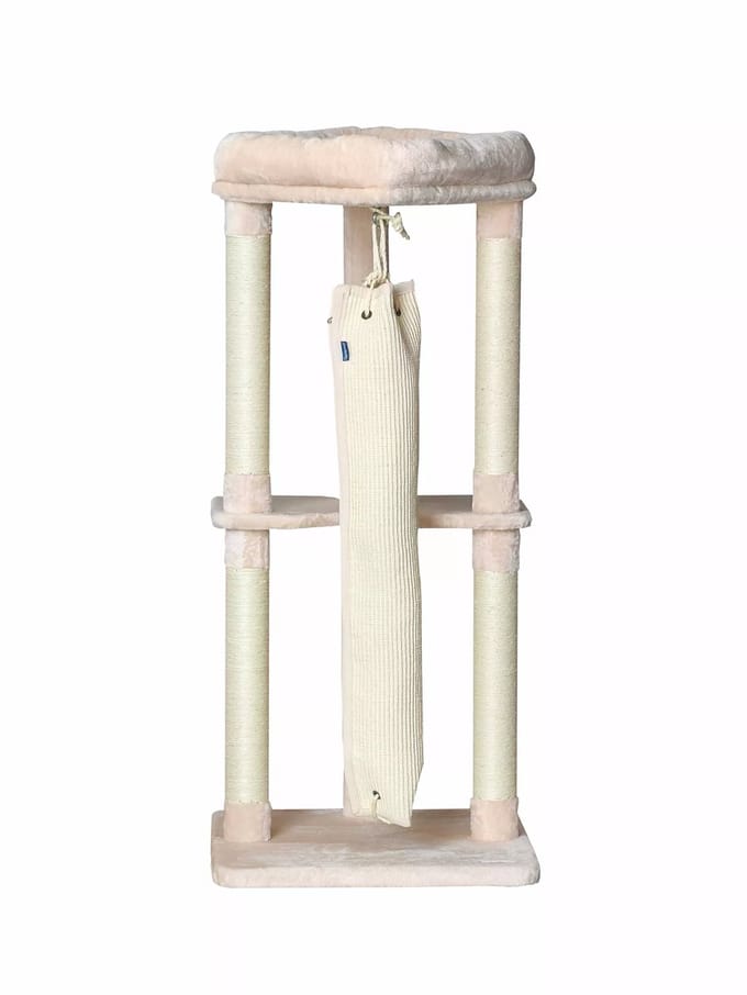 Quapas! Krabpaal met Klimzak - 60 x 60 x 136cm Beige