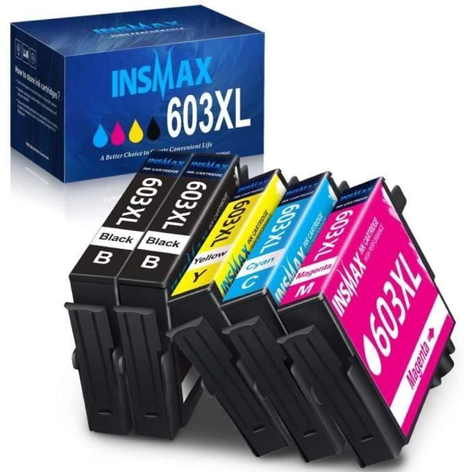 Cartouches d'encre - INSMAX - 603XL - Compatible Epson - Pack de 5 - Noir noir